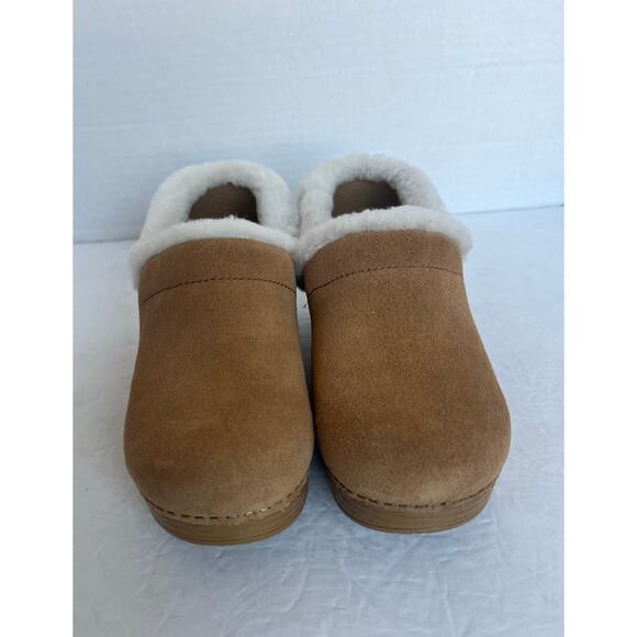 NWT Dansko Professional Tan Suede Cream Shearling Clog Comfort Slip On Shoes 7 - Picture 3 of 12